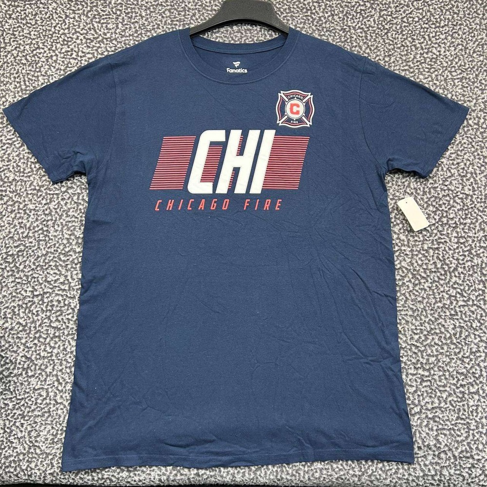 Chicago Fire Shirt Men Large Blue Fanatics Short Sleeve‎ Crew Neck Cotton New L